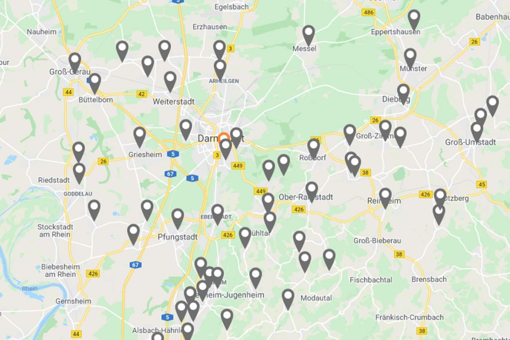 Friedhoefe-Darmstadt-Karte